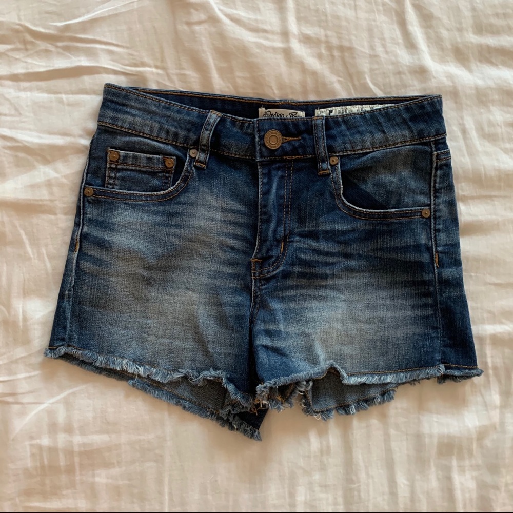 Medium wash jean shorts